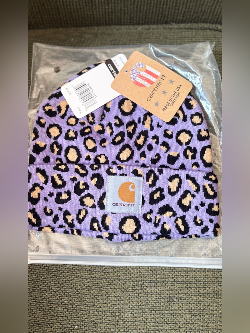 Carhartt purple animal print hat NWT
